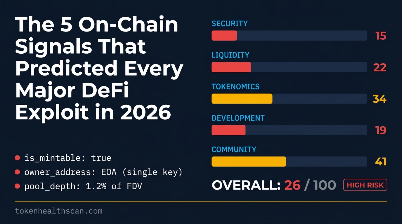 5 on-chain signals that predicted major DeFi exploits in 2026 — THS dimensions mapped to each failure mode